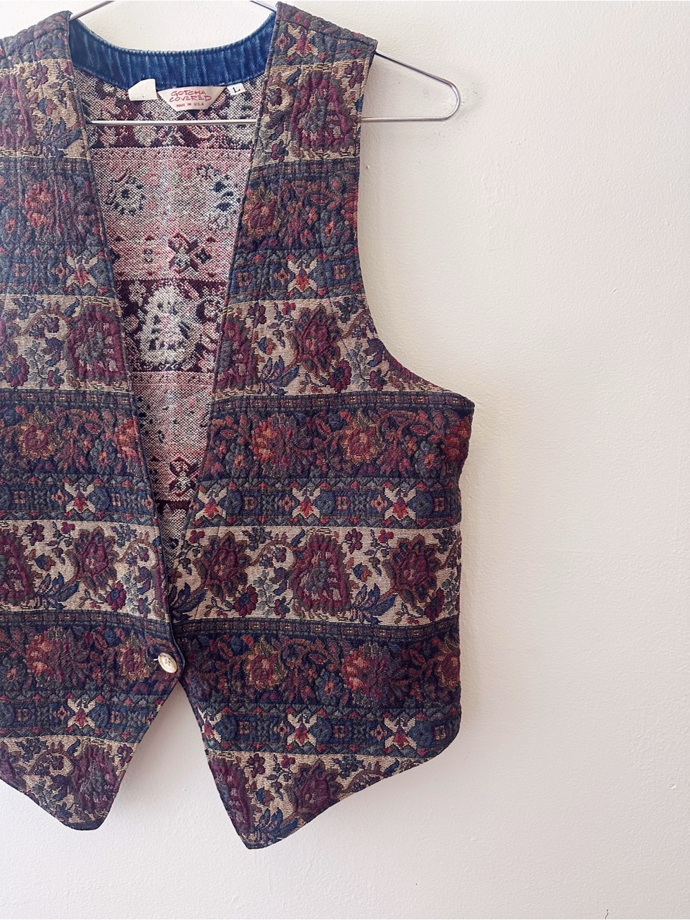 Vintage • 90s Denim Embroidered Vest in Floral Print